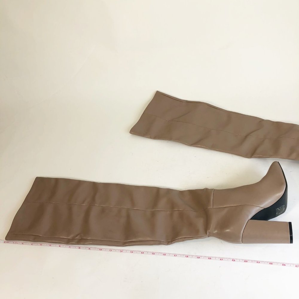 Call It Spring Beige Tan Block Heel Tall Boots 7 - Picture 7 of 8